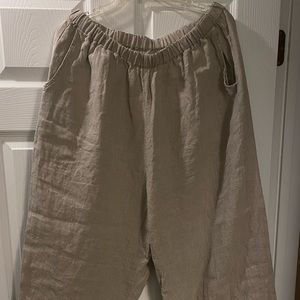 WOMEN’s FLAX linen elastic waist pants size L